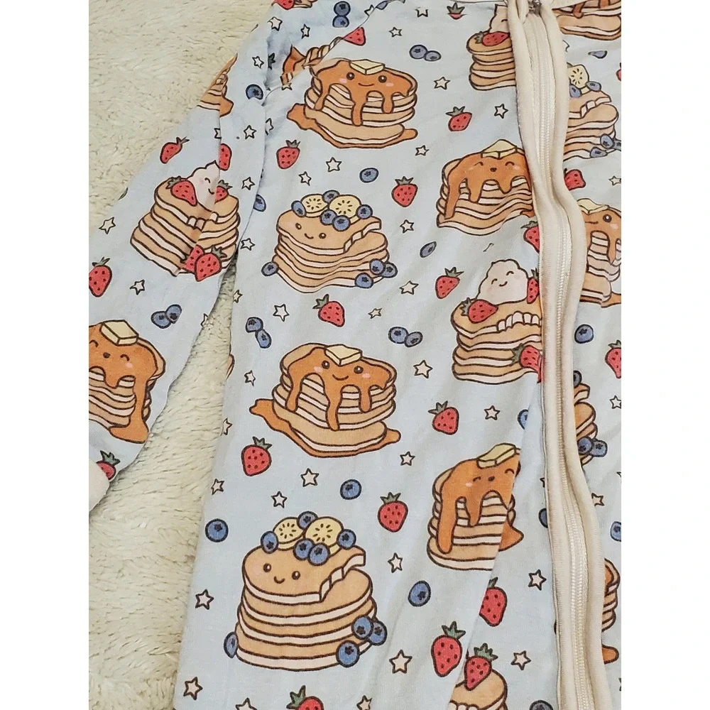 Caden Lane Blue Pancake Anime Zippy Bamboo Pajama Baby Girl 18 24 months Casual